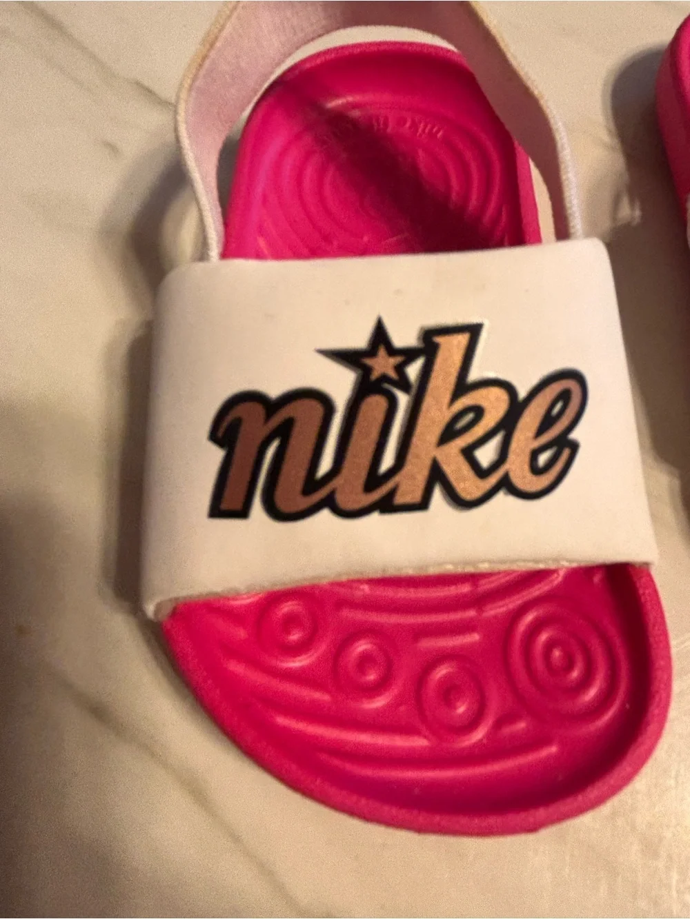 Nike Toddler Pink & White Slide Sandals Slingback Size 4C